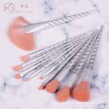 Factory Outlet  Amazon Hot Selling  10 pcs Unicorn Colorful  Makeup Brush Set  Wholesale Makeup Brushes With Glitter Bag